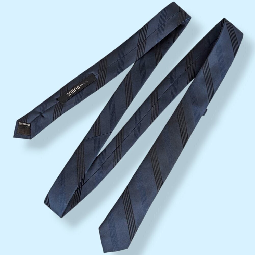 Philippe Dubuc 100% Silk Striped Skinny Tie